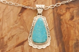 Genuine Kingman Turquoise Sterling Silver Pendant